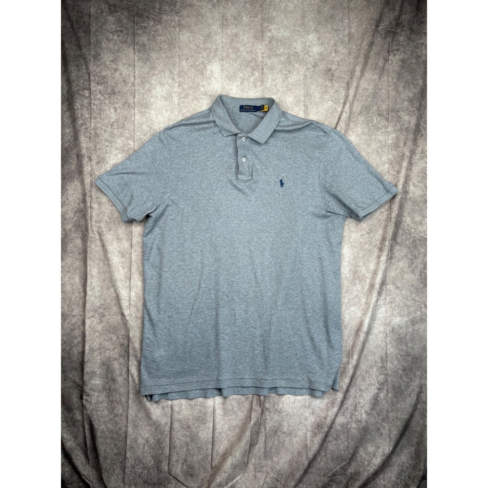 Polo Ralph Lauren Mens Large Gray Short Sleeve Classic Fit Pony Logo Polo Shirt